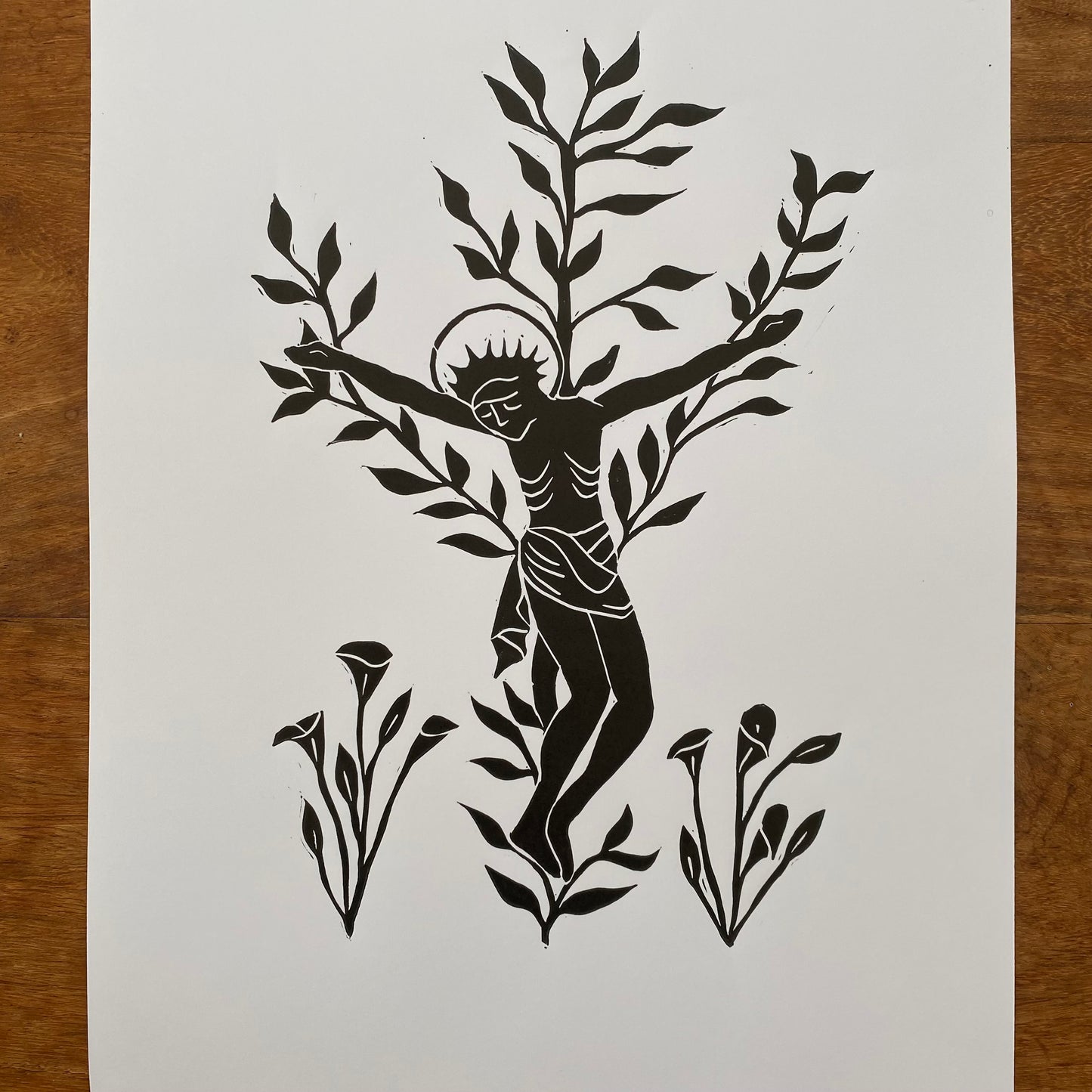 Sicut Lilium A4 Linocut Digital Download