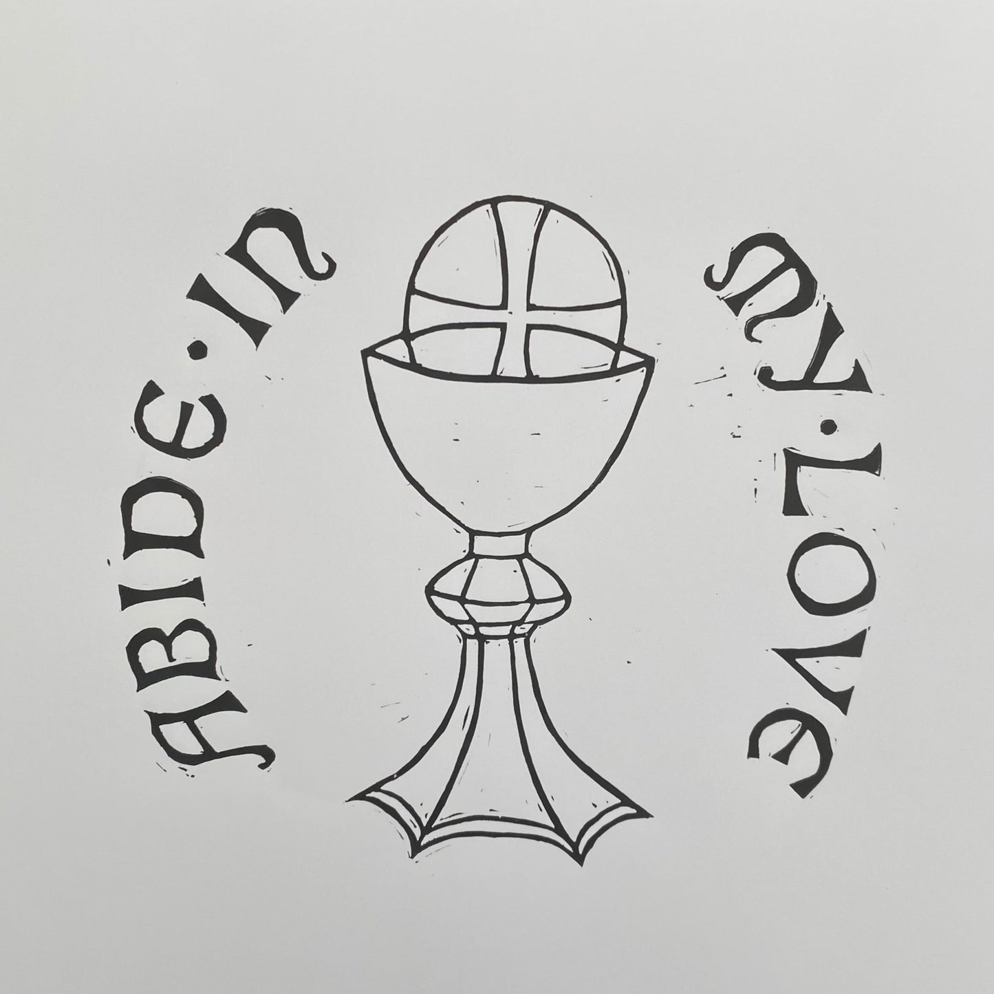 ‘Abide’ A4 Lino Print for Corpus Christi