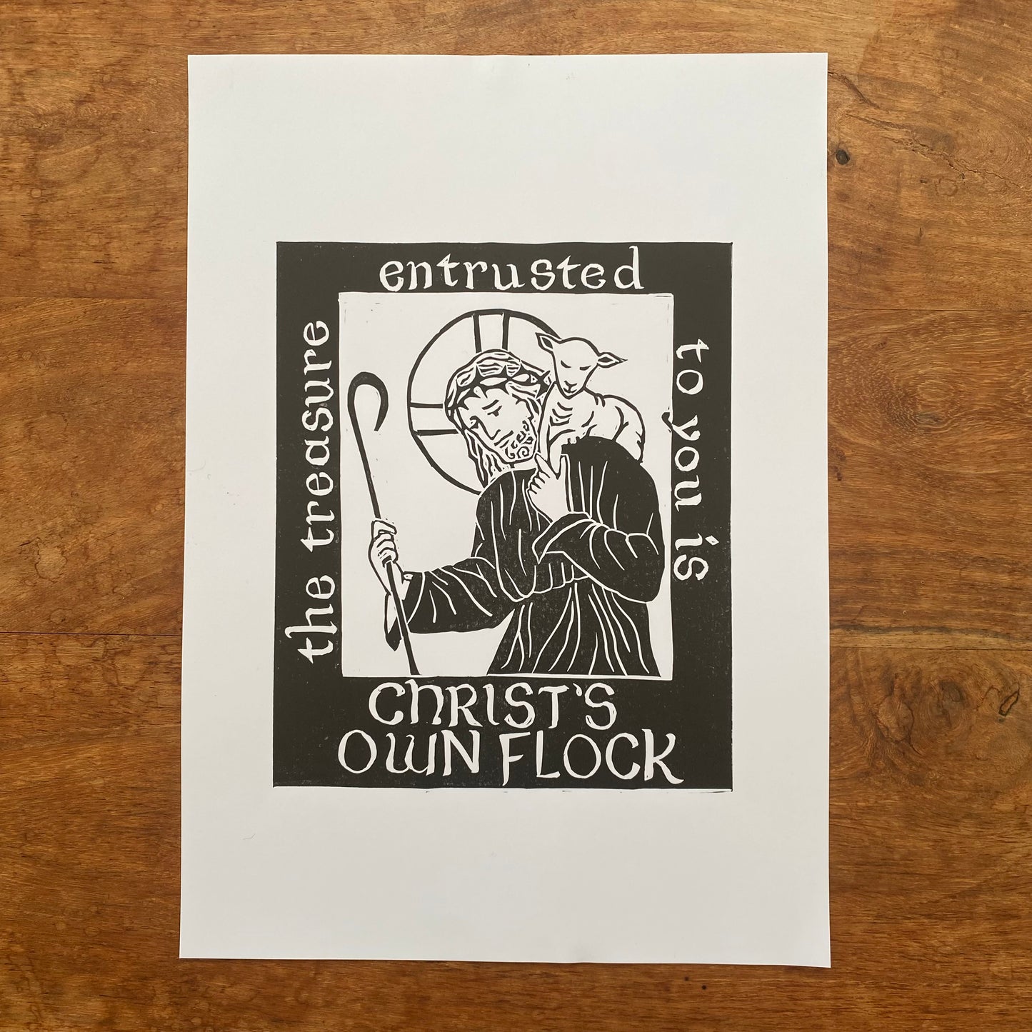 The Good Shepherd A4 Linocut Digital Download