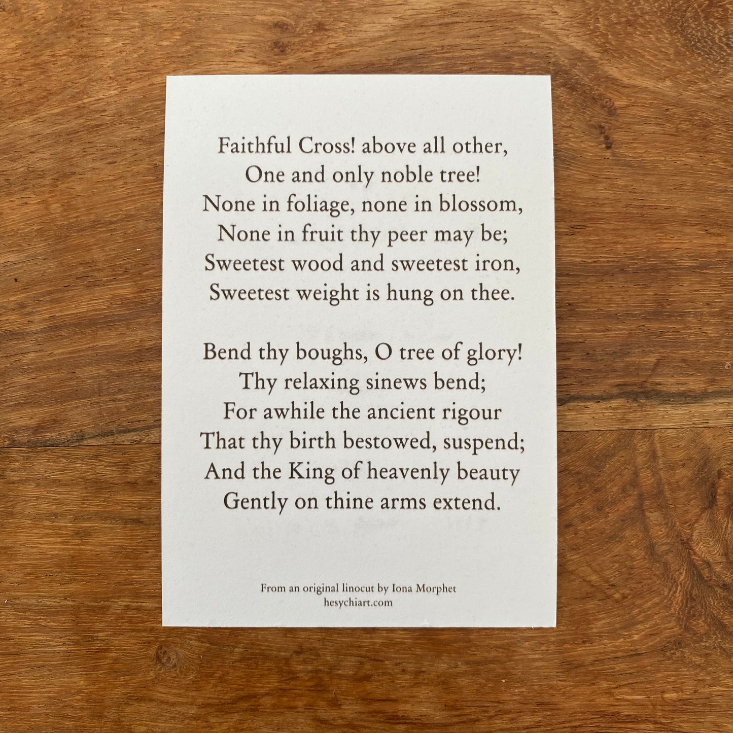 Sicut Lilium Lily Crucifix Prayer Card A7