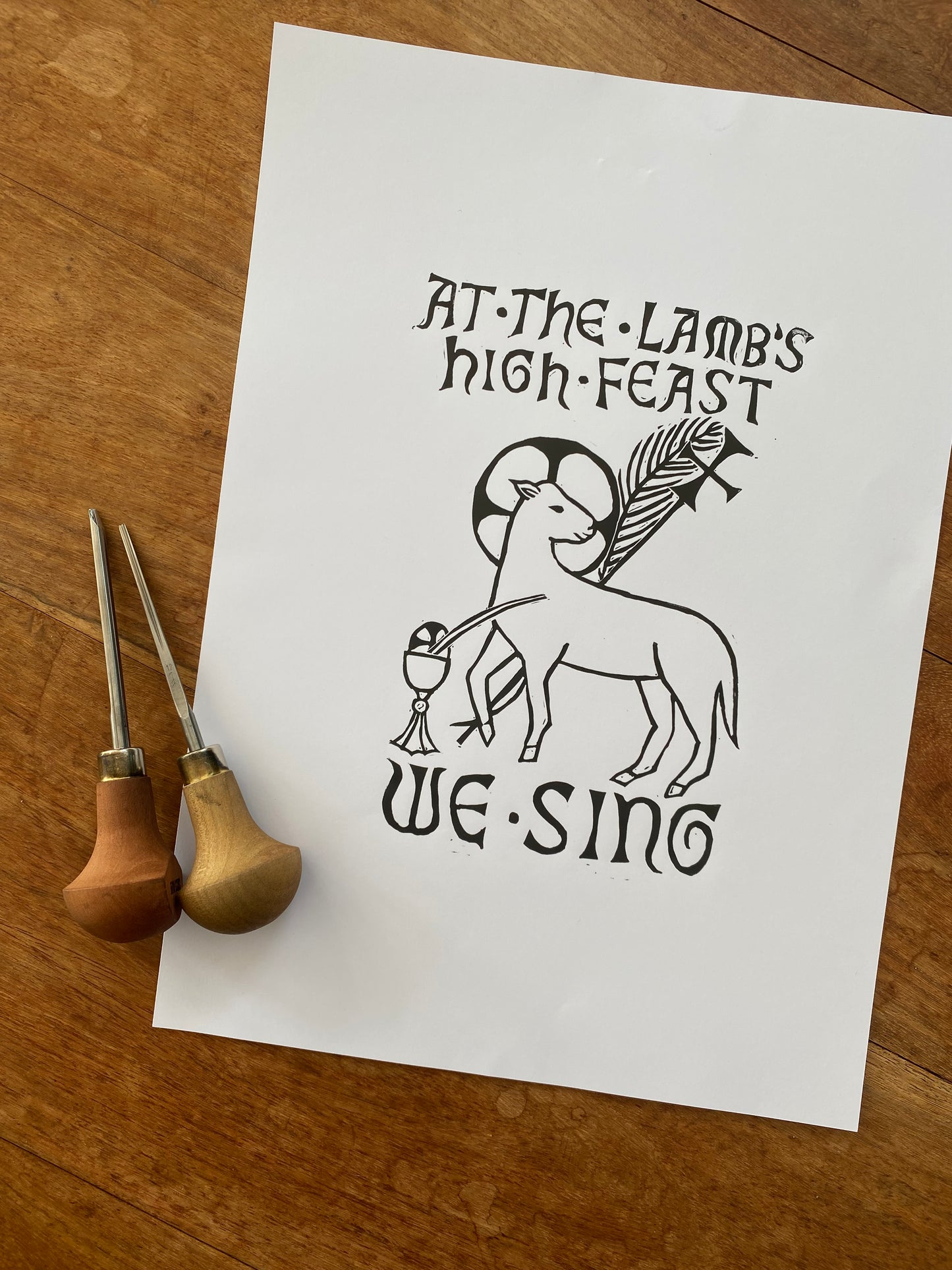 The Paschal Lamb A4 Linocut Print