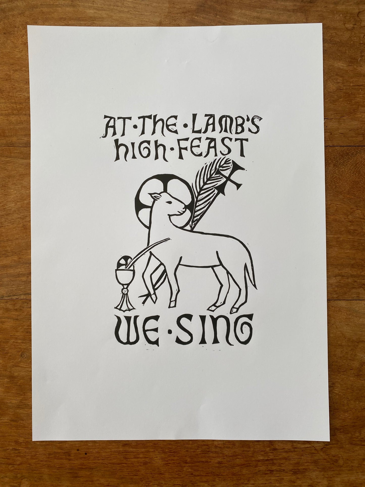The Paschal Lamb A4 Linocut Print