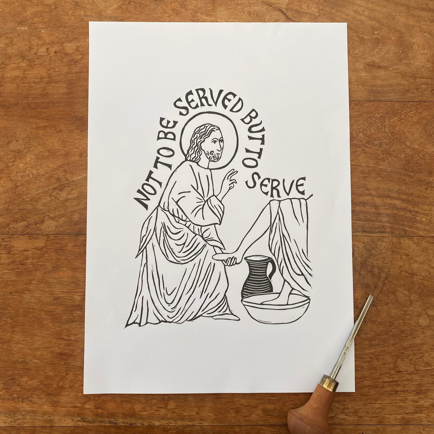 Ubi Caritas A4 Linocut Print