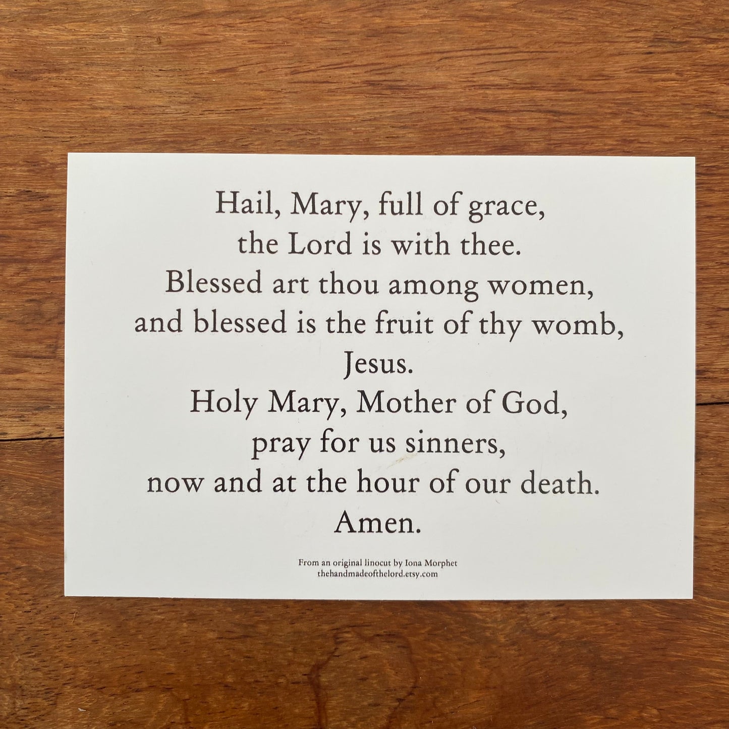 Rosa Mystica Prayer Card