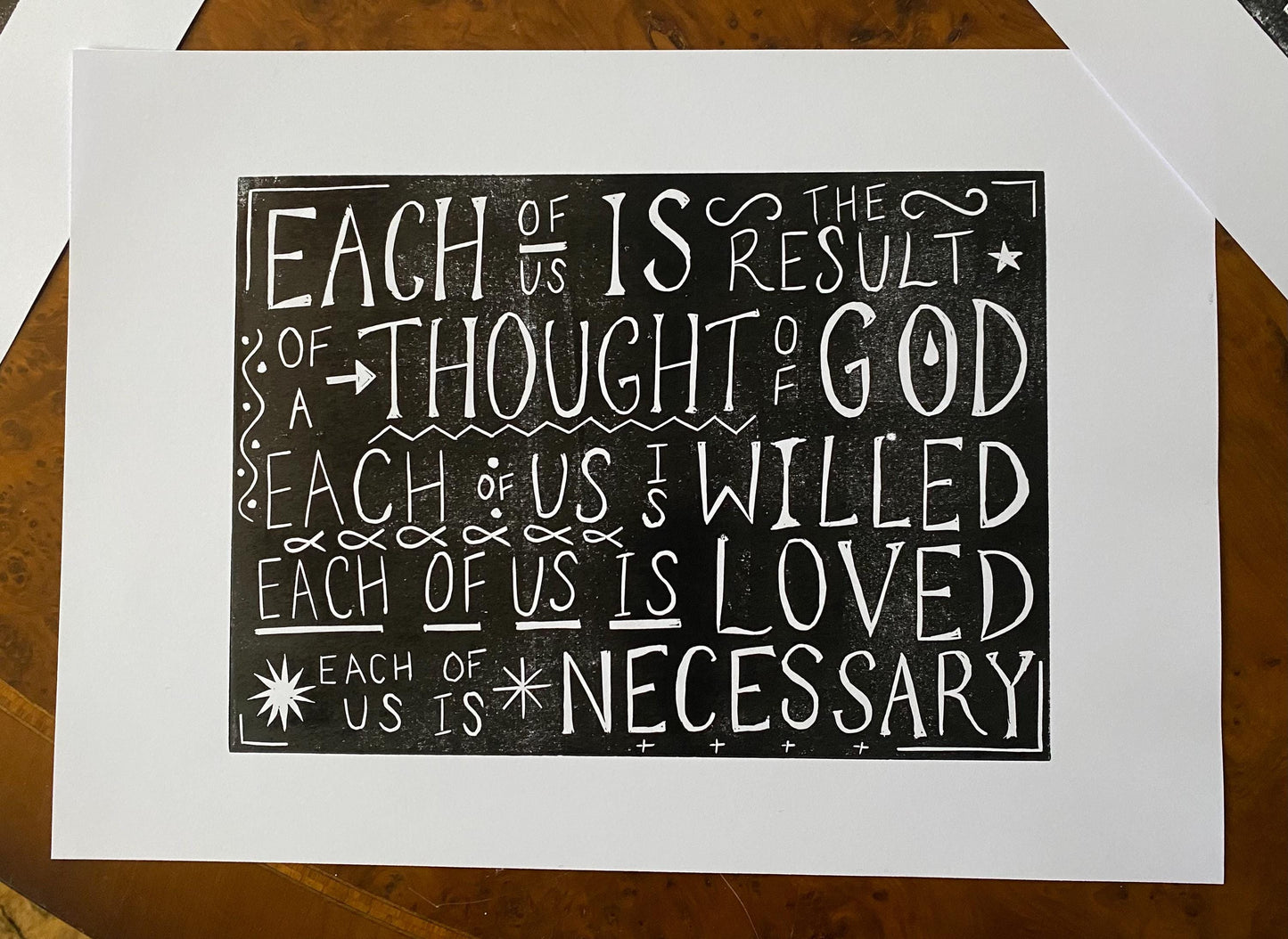 'Beloved' A4 Linocut Print