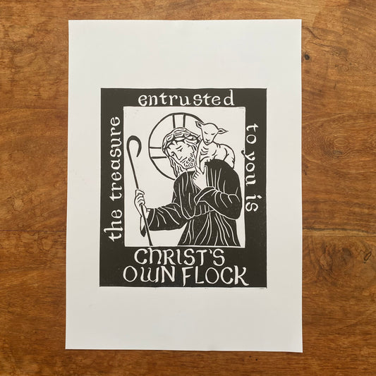 The Good Shepherd A4 Linocut Digital Download