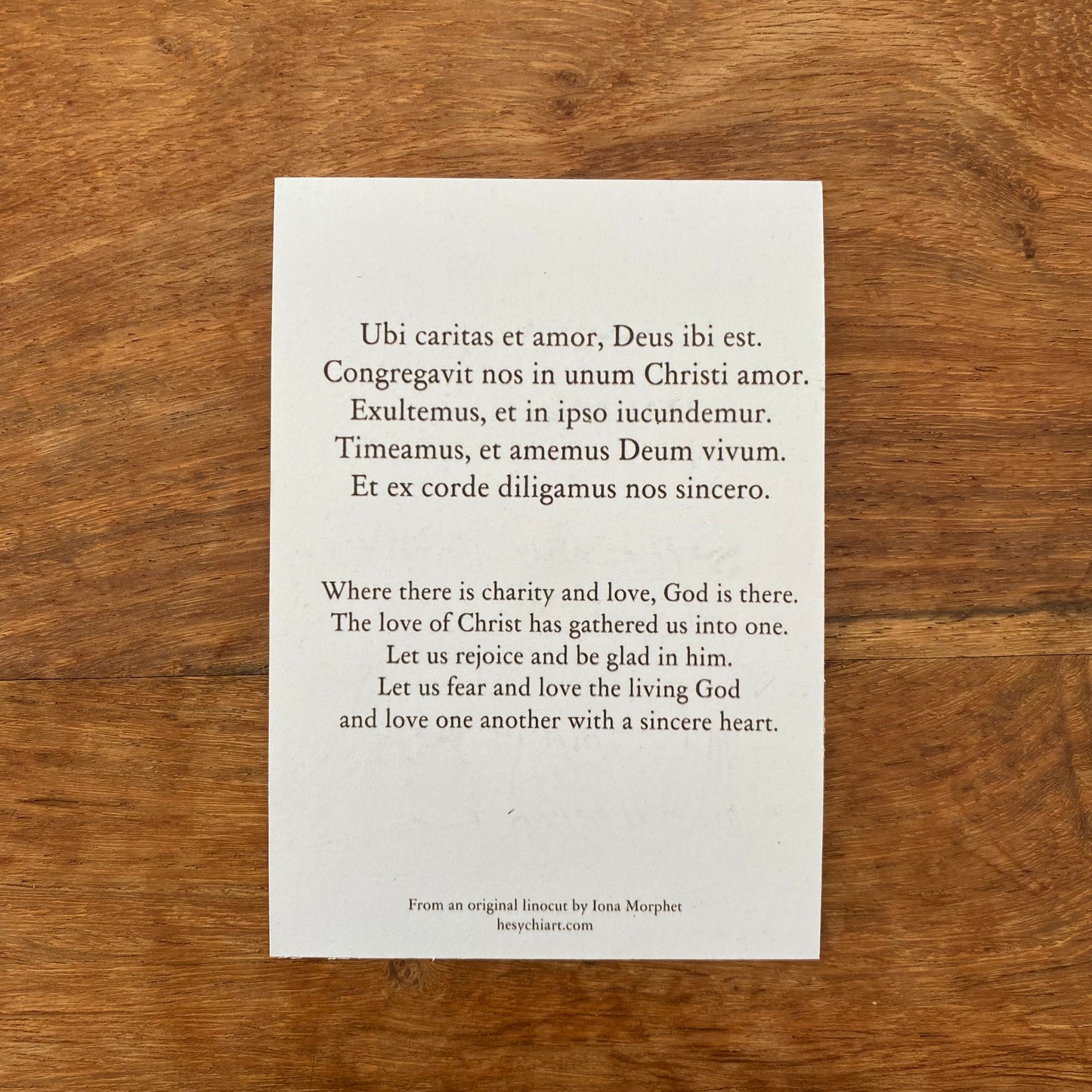 Ubi Caritas Prayer Card A7