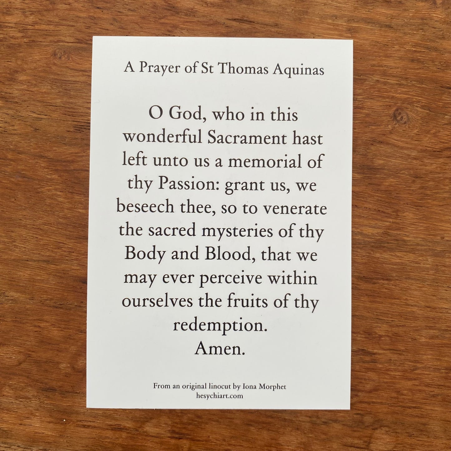 Holy Eucharist Prayer Card