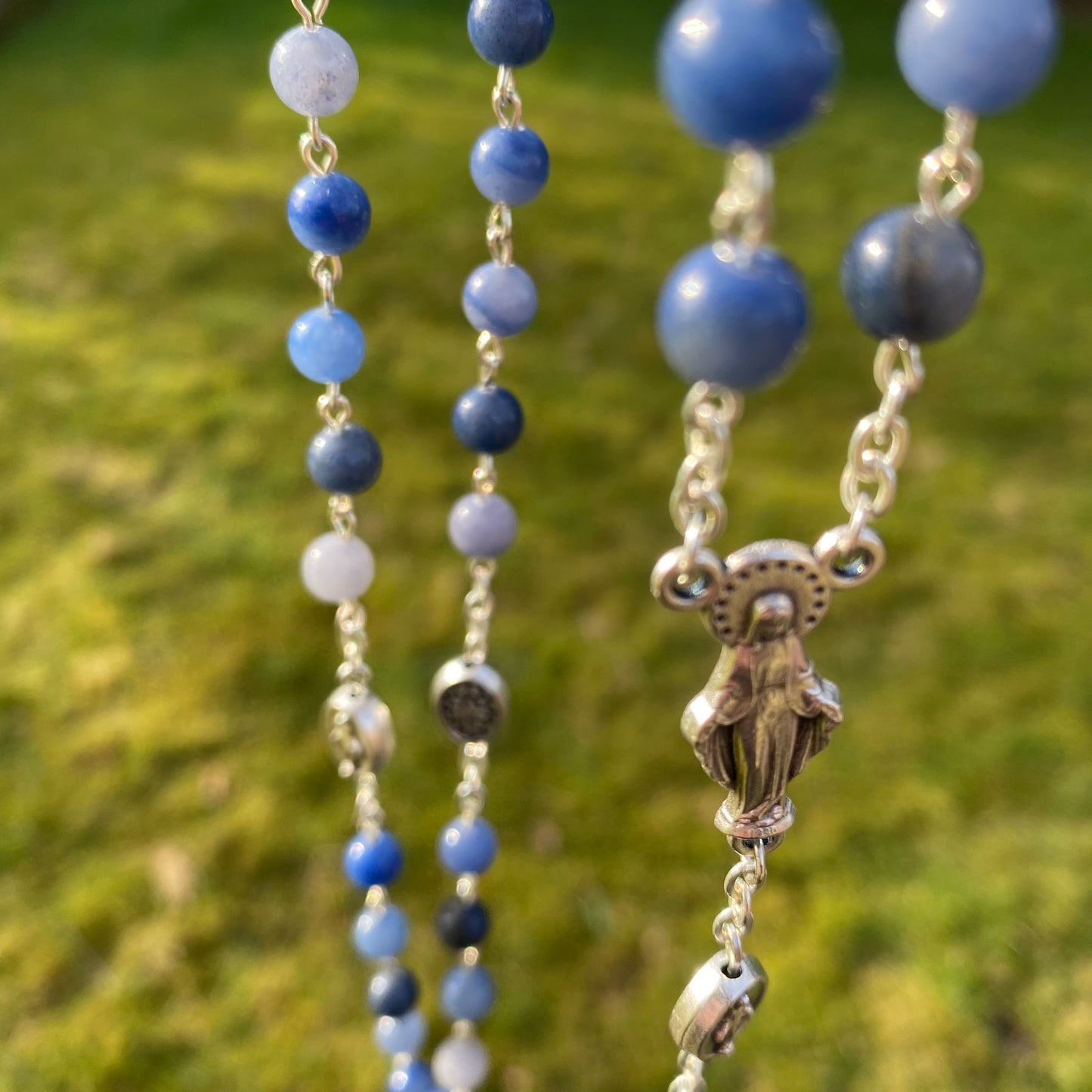 Miraculous Medal Rosary Blue Aventurine