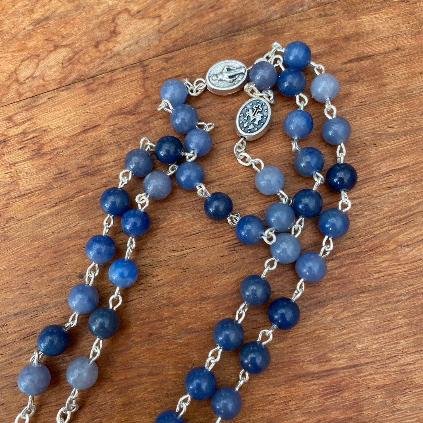 Miraculous Medal Rosary Blue Aventurine