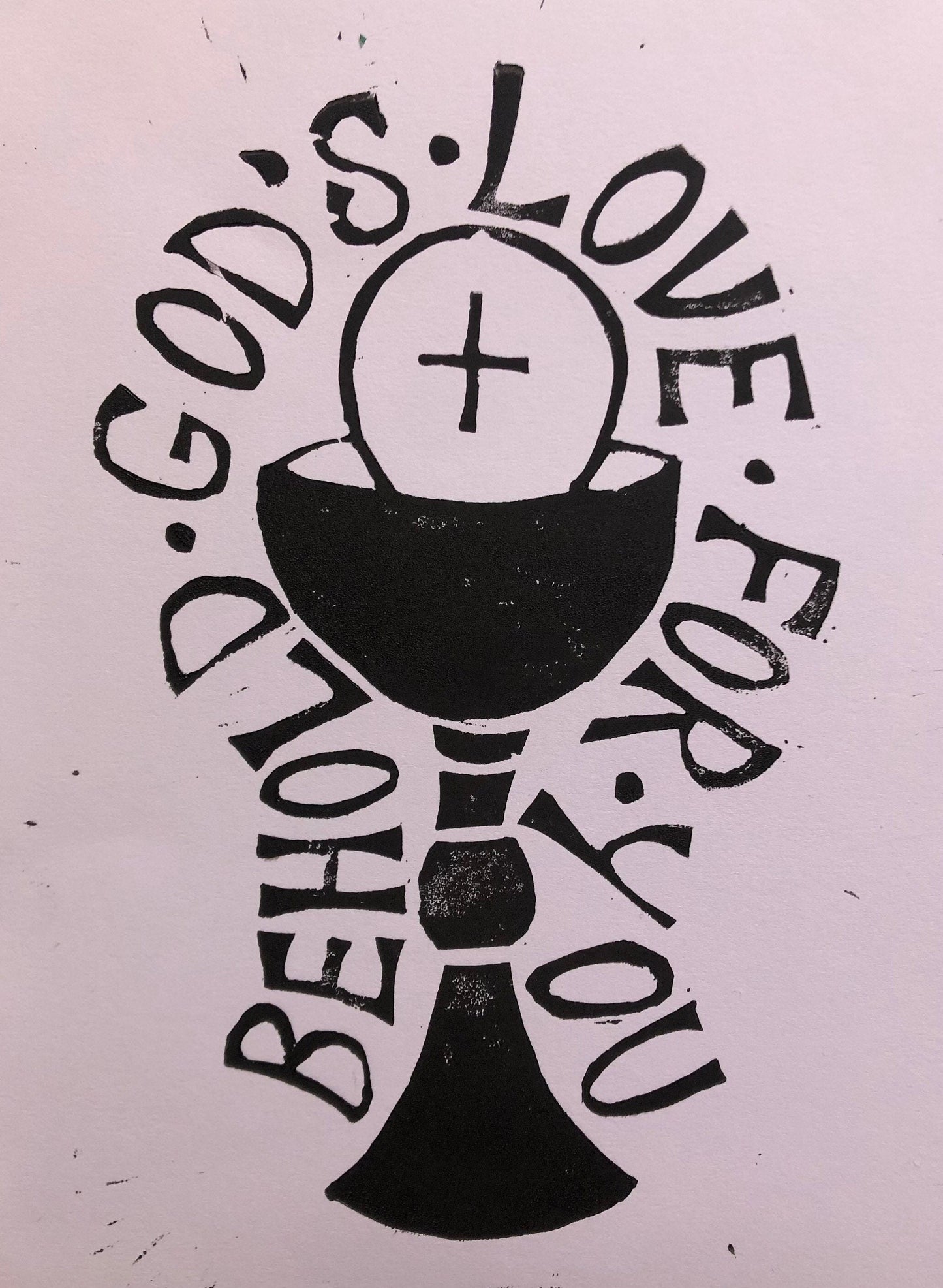 'Corpus Christi' A4 Lino Print: Behold God’s Love for You