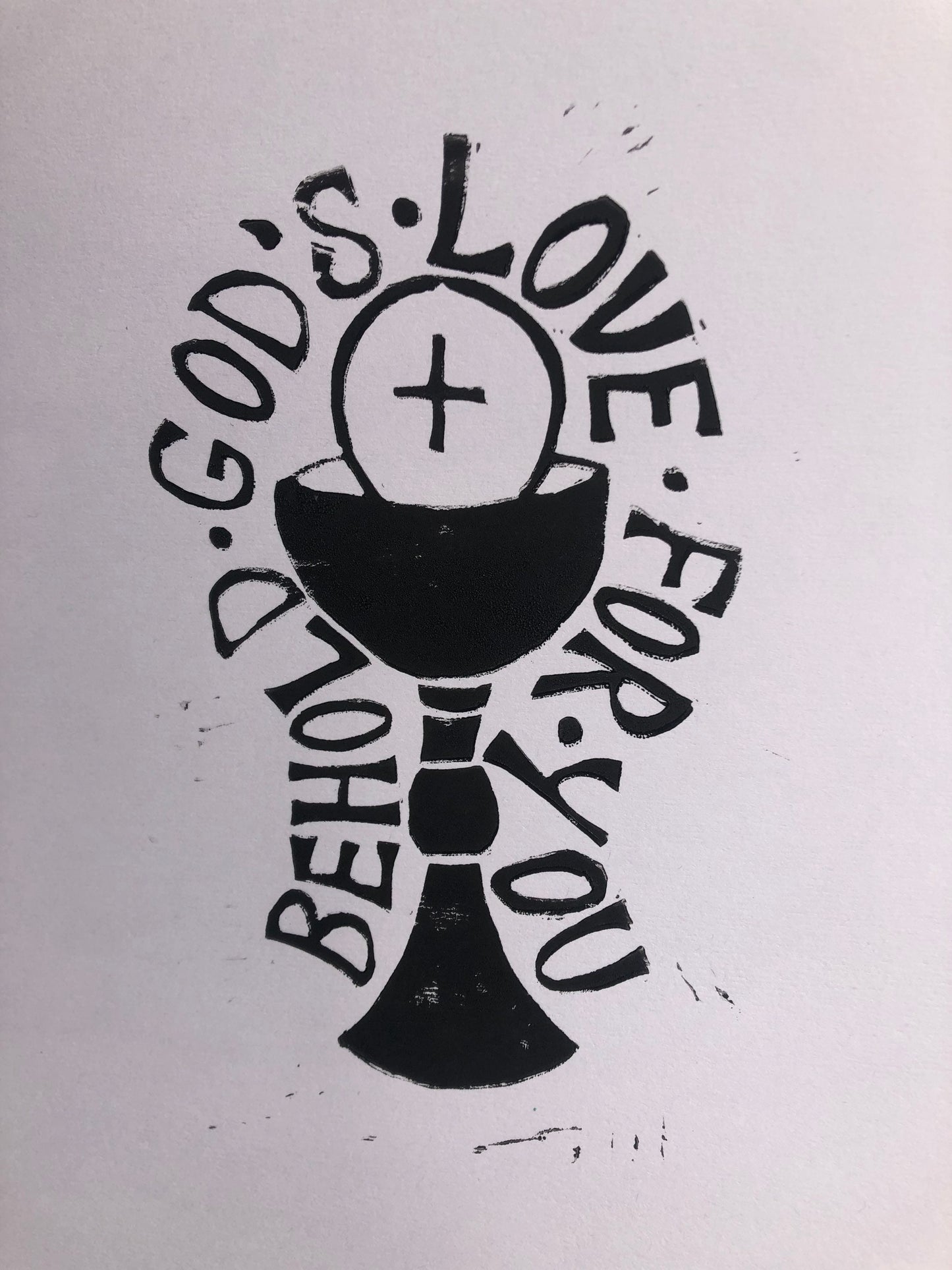 'Corpus Christi' A4 Lino Print: Behold God’s Love for You