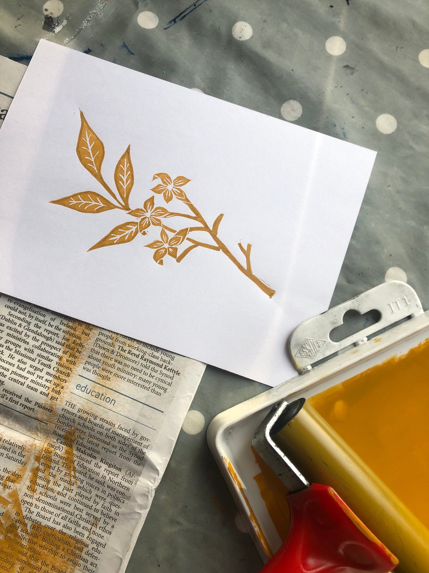 Jasmine Flower A5 Linocut Print